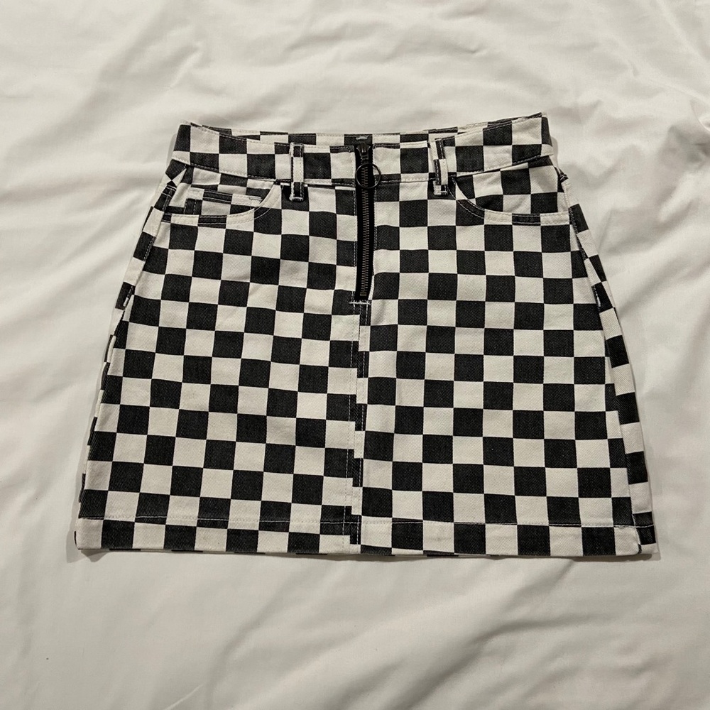 Checkered Denim Mini skirt!🏁